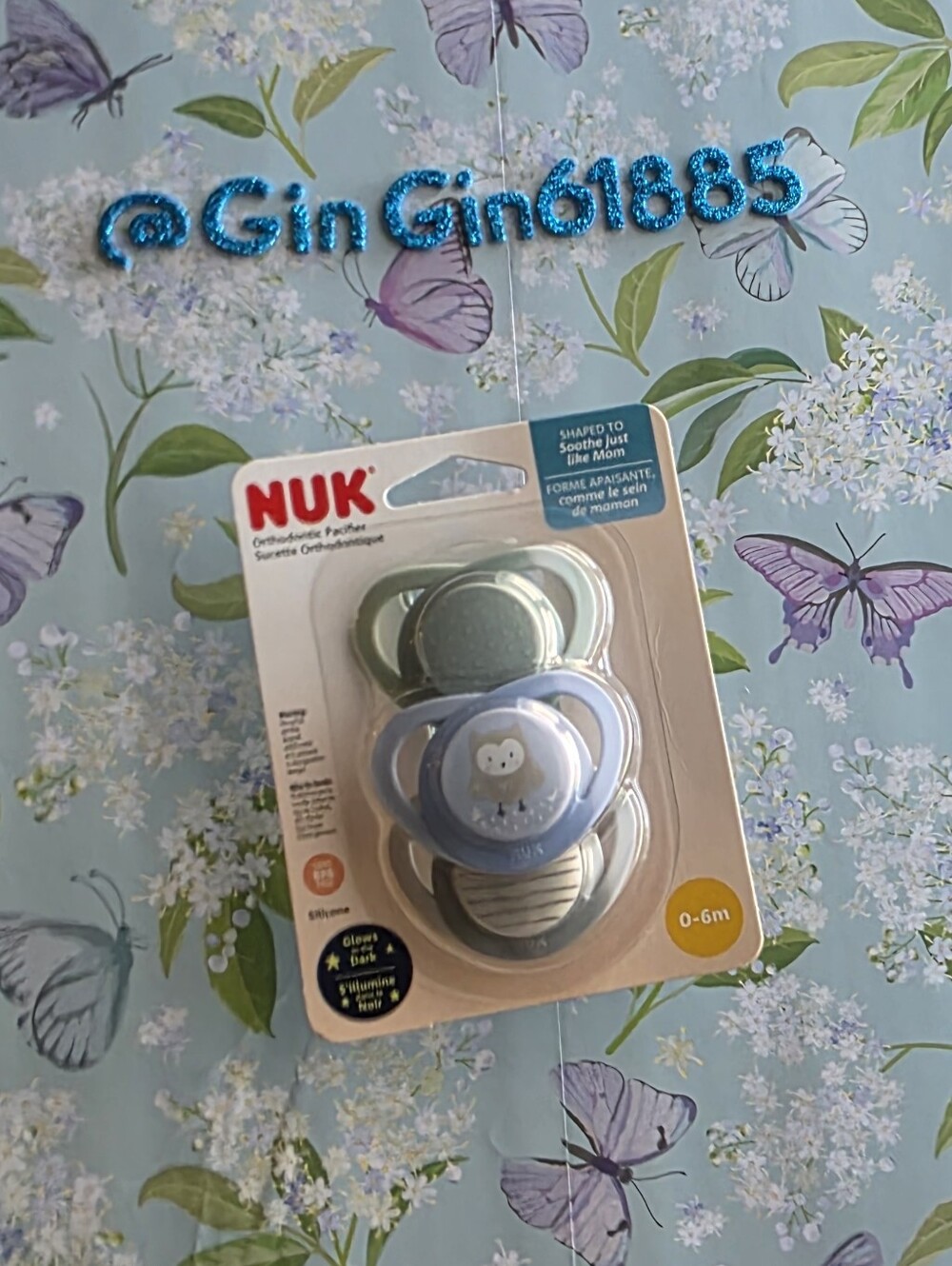 NIP NUK Baby Pacifier Set - Blue & Sage - 3 Pieces Ages 0-6m